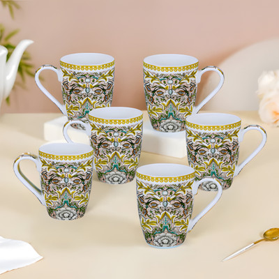 Lemon Tree Tea/coffee Cup Set, Attractive Prints and Colors. Ceramic, Porcelain Coffee Mug(170 ml, Pack of 6)
