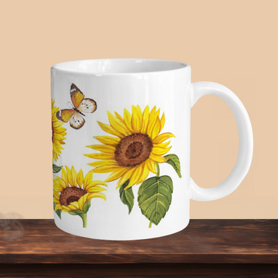 Print Ginnie 101_Sunflower R Ceramic Coffee Mug(325 ml)