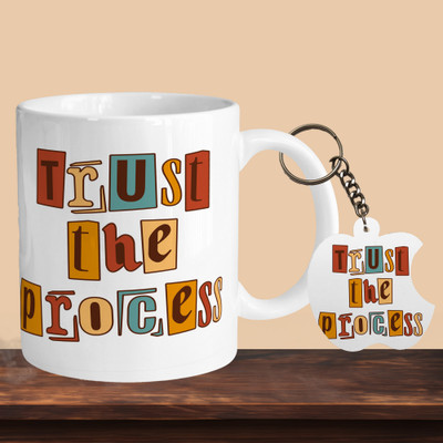 VM SHOPPING MALL Trust The Process R-A Ceramic Coffee Mug(330 ml, Pack of 2)
