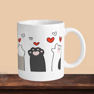 Printhorizon 101_Cat Paws R Ceramic Coffee Mug(330 ml, Pack of 2)