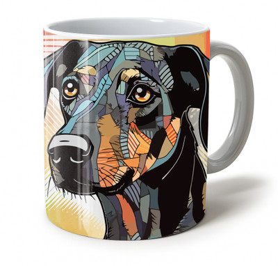 Vihaan Fashions Modern Geometric Doberman Dog Printed Ceramic Coffee Mug(350 ml)