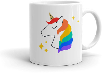 Clapcart Unicorn Art Designer Printed Ceramic Coffee Mug(325 ml)