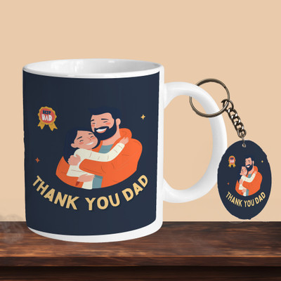 VM MALL 101_Thankyou Dad R-O Ceramic Coffee Mug(330 ml, Pack of 2)
