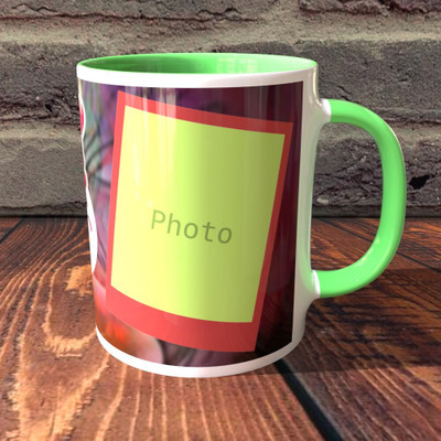 TPA4U Refreshing Choice for Birthday Gifts TPD18RM7 Light Green Round Handle Ceramic Coffee Mug(330 ml)
