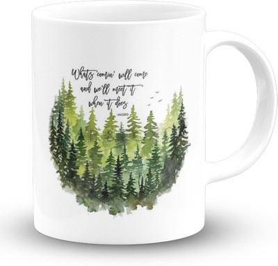 The Desi Monk Whats Comein Will Come Printed White Microwave and Dishwasher Safe 330ml Ceramic Coffee Mug(330 ml)