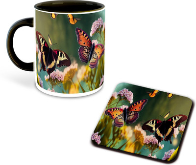 Daddy dream NEW-ButterflyLoverPrintedBlack-1946 Ceramic Coffee Mug(325 ml, Pack of 4)