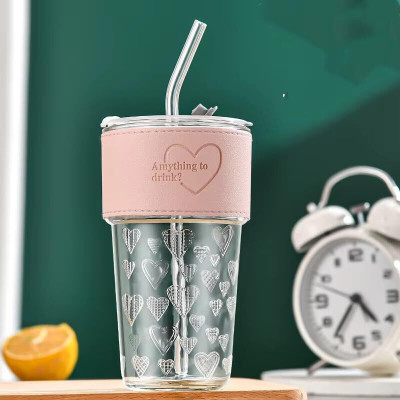 JYONIL SIPPER MUG WITH GRIP WITH LID AND STRAW 400ML Glass Mason Jar(600 ml)