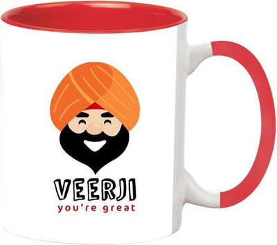 ARTBUG Veer Ji You're Great -1347-Red Ceramic Coffee Mug(350 ml)