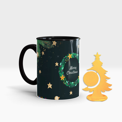 Fifth and Moon C-BLK-TREE-46 Ceramic Coffee Mug(320 ml, Pack of 2)