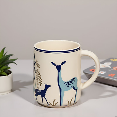 konst presents lightweight Ceremic Coffee in matte Jungle in blue color Ceramic Coffee Mug(300 ml)