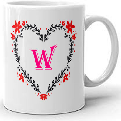 PS Sales Alphabet-07-W Ceramic Coffee Mug(350 ml)