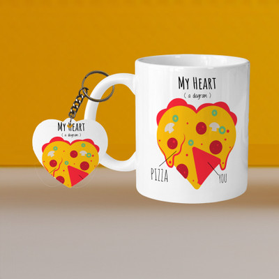 VM MALL 101_Perfect for Coffee and Tea - With Keychain VM My Heart L H Ceramic Coffee Mug(330 ml, Pack of 2)