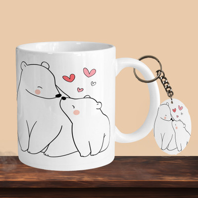VM MALL 101_Bear R-O Ceramic Coffee Mug(330 ml, Pack of 2)