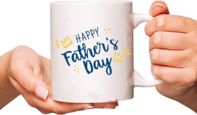 PRINT YOUR DREAM Father's Day Plain White Printed Ceramic Coffee (330ml) Ceramic Coffee Mug(330 ml)