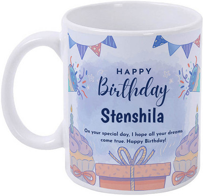 GIFTUATION Happy Birthday Stenshila / Gift for Birthday Ceramic Coffee Mug(325 ml)