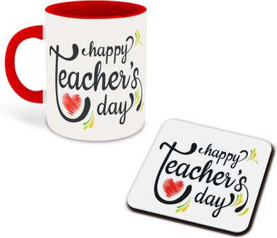 whats your kick Teachers Day Printed Red Coffee With Coaster- D12 Ceramic Coffee Mug(325 ml)