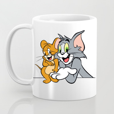 Cheeksy Tom and Jerry Fight Printed Coffe (Pack Of 1) Ceramic Coffee Mug(300 ml)