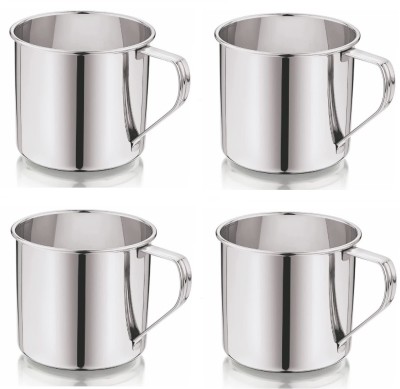 Dynore Stainless Steel Multipurpose usage /Tea/Coffee Serving Stainless Steel Coffee Mug(400 ml, Pack of 4)