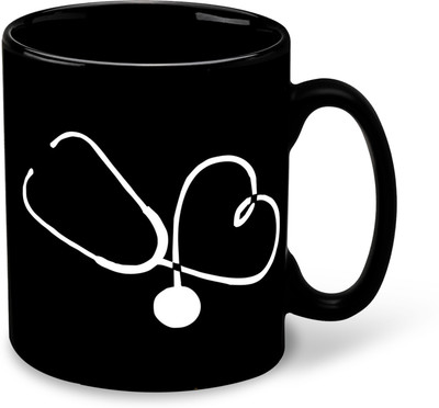 FLEXERSTYLE NEW2025-Docter Printed Design Black Patch Coffee With Coaster - D4 Ceramic Coffee Mug(325 ml)