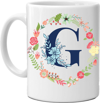 Acrebees Name First Letter G Printed On, Name Printed Coffee For Gifting Purpose Ceramic Coffee Mug(350 ml)
