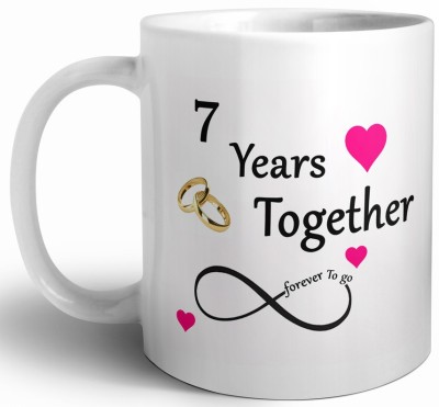 RAJEEC Happy 7th Marriage Anniversary 7 Year Together Forever To Go Printed Coffee Ceramic Coffee Mug(325 ml)