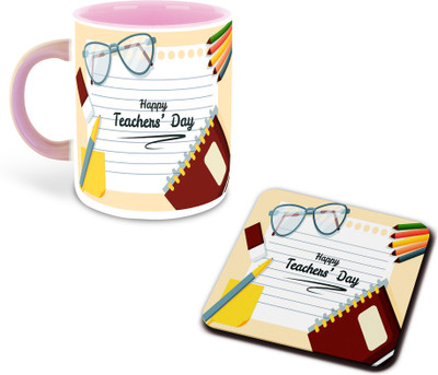 whats your kick Teachers Day Printed Pink Coffee With Coaster- D29 Ceramic Coffee Mug(325 ml)