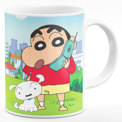 Cheeksy Double Side Different Shinchan Poses Printed Ceramic Coffee Mug(350 ml)