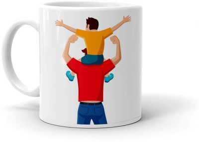 Clapcart Father's Day Dad and Son Art Print Printed Ceramic Coffee Mug(350 ml)