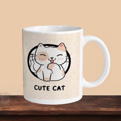 Print Ginnie 101_Cat Cute 01 R Ceramic Coffee Mug(325 ml)
