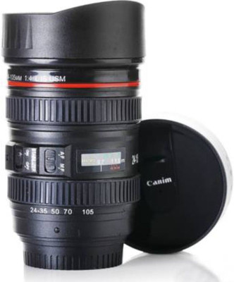 FIVANIO Multipurpose Steel Insulated Camera Lens FIVANIOed Coffee With 2 Lids Plastic Coffee Mug(300 ml)