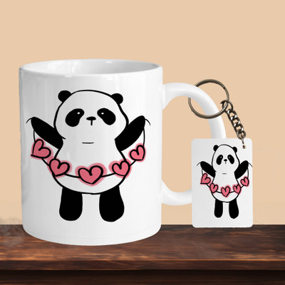 Hunter Studio 101_Panda Love R-R Ceramic Coffee Mug(330 ml, Pack of 2)