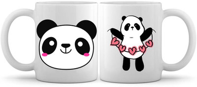 U S LIFESTYLE Printed Panda White coffee mug in premium quality and unique design Ceramic Coffee Mug(330 ml)