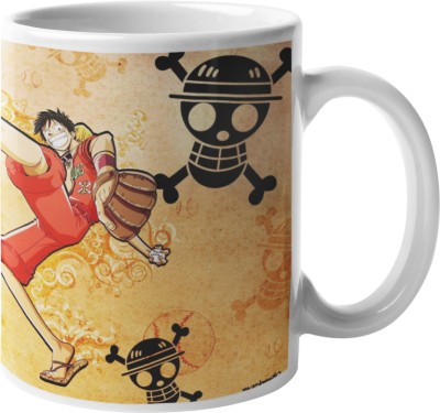 Manga Shop Monkey D Luffy With baseball Art Printed Hard Quality Shiny Cup For Tea Ceramic Coffee Mug(325 ml)