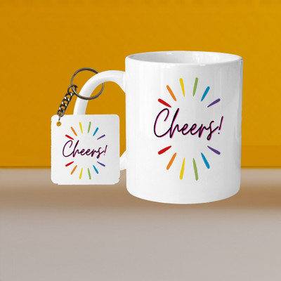 Print Ginnie 101_Perfect for Coffee and Tea - With Keychain VM Cheers L S Ceramic Coffee Mug(325 ml)
