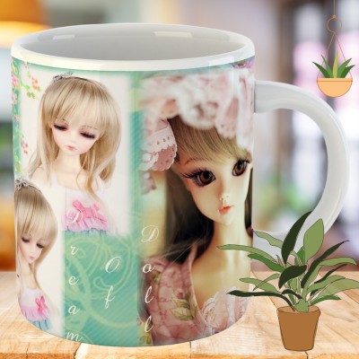 BuyersCue Fun Barbie Printed - Brighten Up Your Day with Barbi Ceramic Coffee Mug(325 ml)