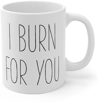 craft maniacs BRIDGERTON I BURN FOR YOU 330 ML WHITE MUG Ceramic Coffee Mug(330 ml)
