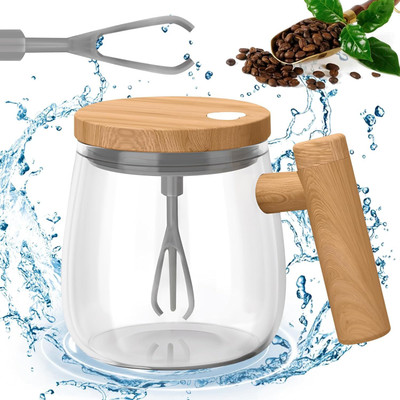 HR SOPPY Self Stirring Glass Plastic Coffee Mug(400 ml)
