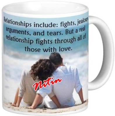 Exocticaa Romantic Gift for Nitin I Love You 093 Ceramic Coffee Mug(325 ml)