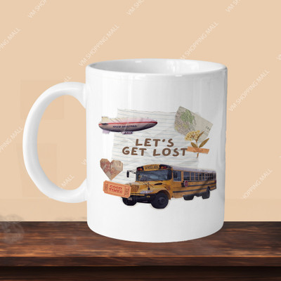 VM MALL 101_Lets Get Lost R-O Ceramic Coffee Mug(330 ml, Pack of 2)