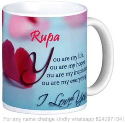 Exocticaa Romantic Gift for Rupa Love theme Message Ceramic Coffee Mug(325 ml)