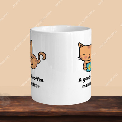 Hunter Studio 101_A Good Cup Of Coffee Makes Life Better R-O Ceramic Coffee Mug(330 ml, Pack of 2)