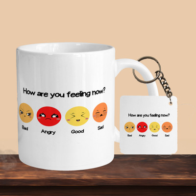 VM MALL 101_How Are You Feeling Now R-S Ceramic Coffee Mug(330 ml, Pack of 2)