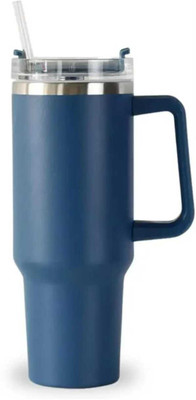 Garud Associates Tumbler with Handle & Straw Lid Double Insulated Cup Reusable (Pack of 1) Blue Plastic, Stainless Steel Tumbler(1200 ml)