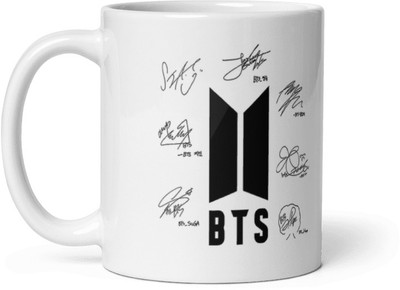 Mr UVD Ceramic BTS Signature Glossy Printed White Coffee (11 Oz)_MUGG Ceramic Coffee Mug(350 ml)