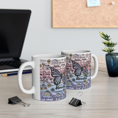 Giftspedia BUTTERFLY PRINTED WHITE CERMIC COFFEE MUG 350 ML Ceramic Coffee Mug(350 ml)