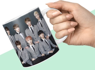NH10 DESIGNS BTS Printed Cup BTS Signature Cup BTS Products Gift For Girls Boys (B61WM2) Ceramic Coffee Mug(350 ml)