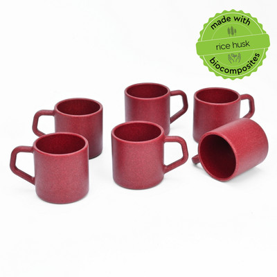 Eha Earth-Friendly Comfy Coffee Cup Set of 6| 200 ml | Made with Rice Husk | Biocomposite Coffee Mug(200 ml, Pack of 6)
