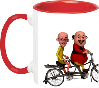 ARTBUG Motu Patlu Cartoon - Motu Patlu -1690-Red Ceramic Coffee Mug(350 ml)