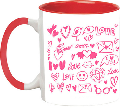 ARTBUG Happy Valentine's Day - 2385-Red Ceramic Coffee Mug(350 ml)