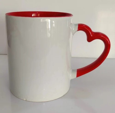 VRINDA ENTERPRISES Personalized Red Heart Handle Ceramic Coffee Mug(350 ml)